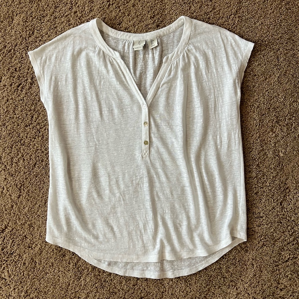 Joie White Dolman Sleeve Polo Blouse
